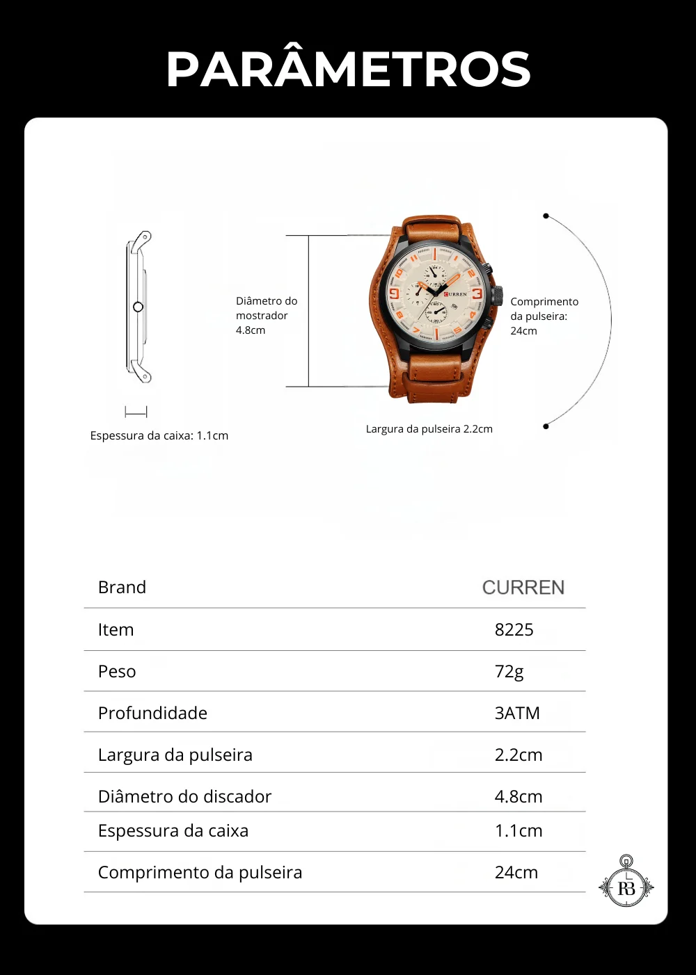 Relógio Curren Masculino Empresarial Casual 0994